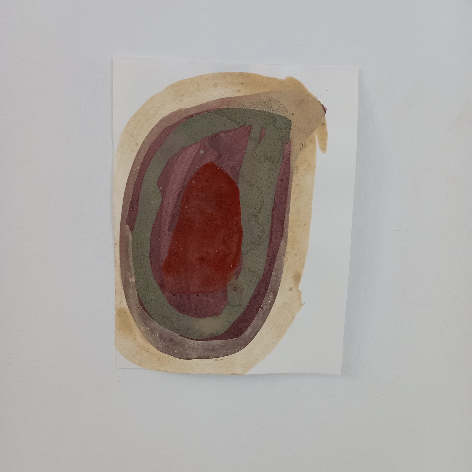 Drawing by Jeff Benjamin: concentric rings of red ochre and green earth pigment